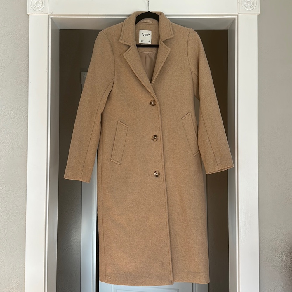 Abercrombie & Fitch Camel Wool Trench Coat